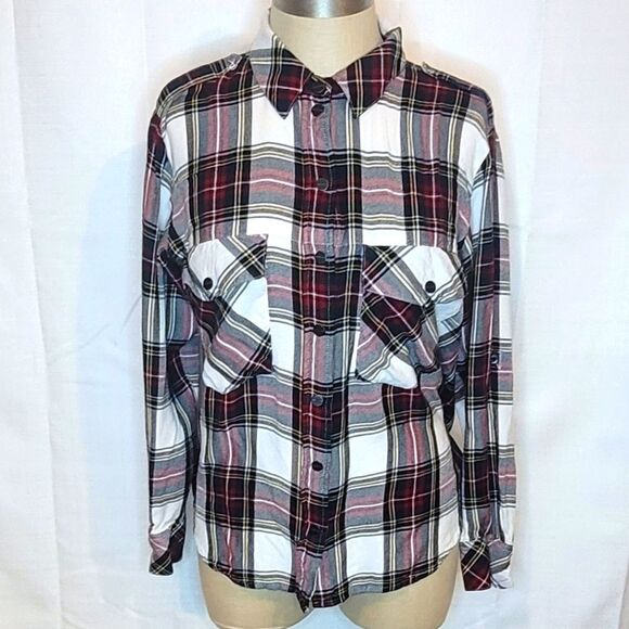 Sanctuary Plaid Button Down Shirt Size Small - Picture 1 of 6